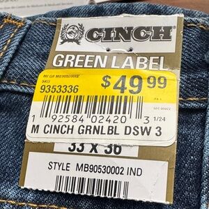 Cinch Green Label Men’s Jeans New with Tags